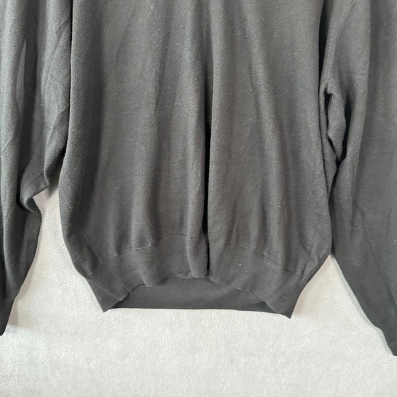 Peter Millar V-Neck Sweater Mens Large Black Long Sleeve Cotton Cashmere Blend - Picture 3 of 12